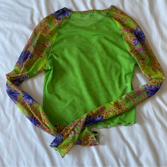 I AM GIA. Mesh Green Long sleeve. Size Small - Picture 3 of 7